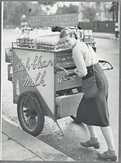 Middlesex Prints: Eileen Royle Pushing Milk Barrow