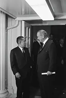 Eisaku Sato Meets LBJ, 1967
