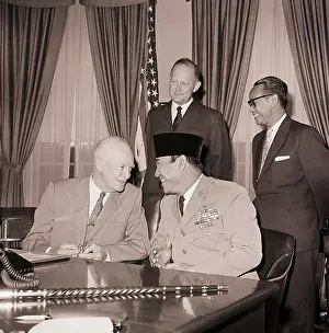 Sukarno Prints: Eisenhower Confers with Sukarno in Meeting