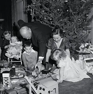 Eisenhower Family Playing with Toy Trains