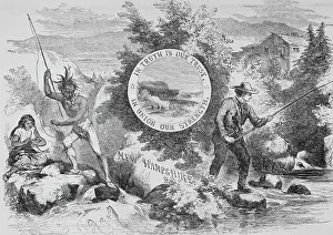 Elaborate Depiction of Caucasian and Native American Fishermen