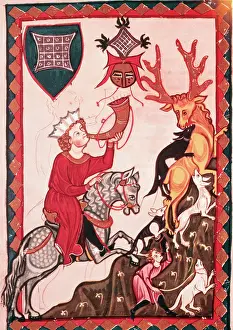 Elaborate Drawing Depicting Hunters and Animals