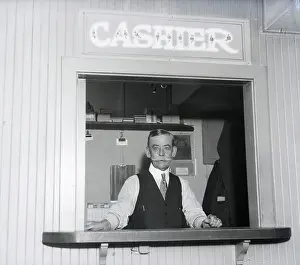 Casino Prints: Elderly Gent In Cashier'S Window