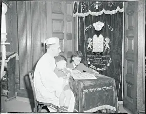 Elderly Jewish Man Teaching Customs to Young Boys