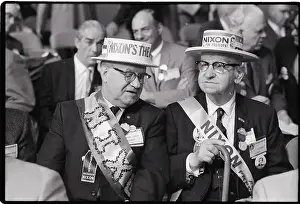 Sash Prints: Elderly Men W/Nixon Support Paraphrenali