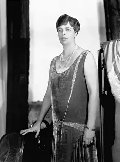 Prints of 1932- Picture shows Eleanor Roosevelt, wife of President Franklin Delano Roosevelt, posing for a portrait. She is shown wearing a long velvet dress with a rhinestone design on it FDR in Focus: A Visual Legacy: Eleanor Roosevelt