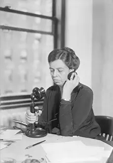 Governor Prints: Eleanor Roosevelt at Desk on telephone