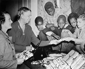 Daughter In Law Prints: Eleanor Roosevelt Handing out Presents at School for Boys