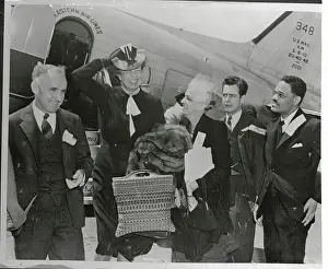 Eleanor Roosevelt and Others Leaving Airplane