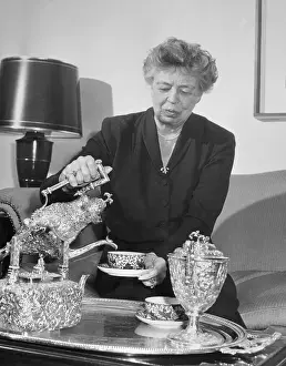 Eleanor Roosevelt Pouring Herself Tea