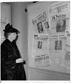 Eleanor Roosevelt Reading Foreign Newspapers Added to Library