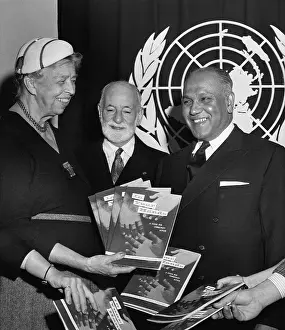 Sri Lankan Ethnicity Prints: Eleanor Roosevelt, Rene Cassin and RSS Gunawardene