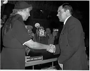 Photojournalist Prints: Eleanor Roosevelt Shaking Hands with Andrei Gromyko