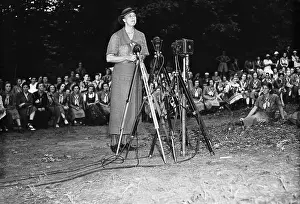 Speaking Prints: Eleanor Roosevelt Speaking Outside at Camp