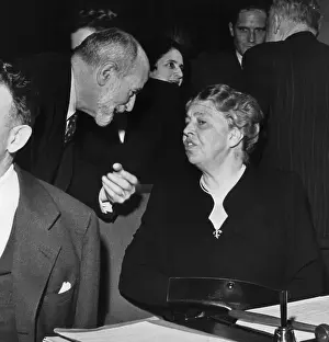 Geneva Prints: Eleanor Roosevelt Speaking with Rene Cassin