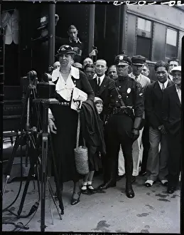 Eleanor Roosevelt Speaks into Microphone