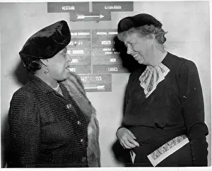 Directional Sign Prints: Eleanor Roosevelt Talking with Edith Sampson at United Nations General Assembly