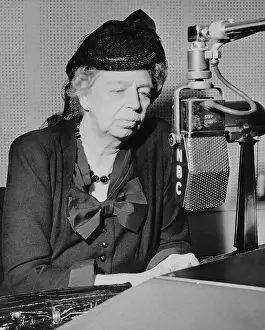 Eleanor Roosevelt Talking into Microphone