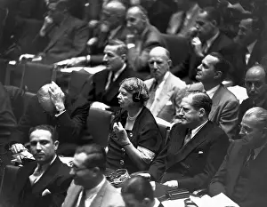 Headphones Prints: Eleanor Roosevelt at the United Nations General Assembly Building