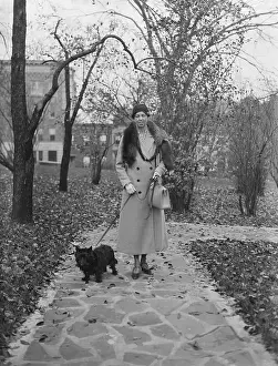 Albany Prints: Eleanor Roosevelt Walking Black Terrier