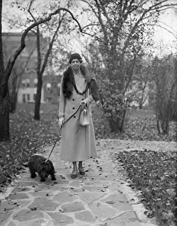 Albany Prints: Eleanor Roosevelt Walking Her Scottish Terrier