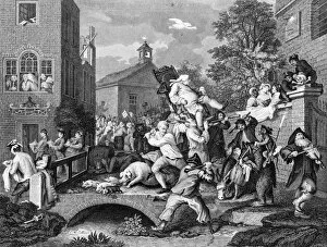 Images Dated 25th August 2016: The Election, Chairing the Member, by William Hogarth