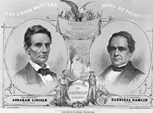 Determination Prints: Election Poster with Abraham Lincoln and Hannibal Hamlin