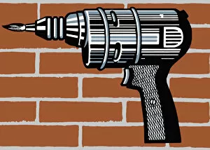 Brick Gallery: Electric Drill in Front of Brick Wall