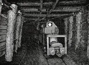 Electric small locomotive in a mine