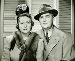 40 49 Years Prints: Elegant couple posing, (B&W), portrait