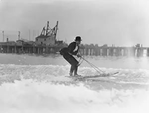 Elegant man waterskiing
