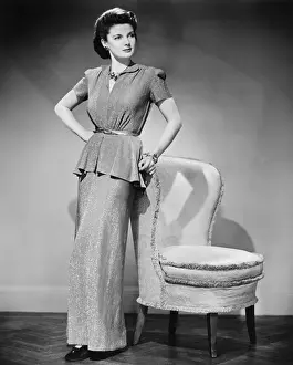 Hand On Hip Prints: Elegant woman posing in studio (B&W), portrait