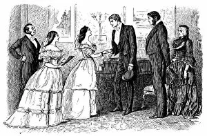 Images Dated 13th January 2018: Elegant young Victorian couple being introduced by their parents