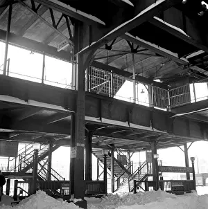 Prints of NEW YORK, NY - JANUARY 1959: The elevated tracks of the New York City subway in January 1959 in New York City, New York. (Photo by David Attie/Getty Images) Portraits, Artworks, and Montages from a Visionary Photographer: Elevated Subway Tracks in 1950's NYC