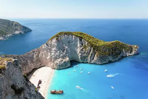 At The Edge Of Gallery: Elevated view of famous shipwreck beach. Zakynthos, Greek Islands, Greece