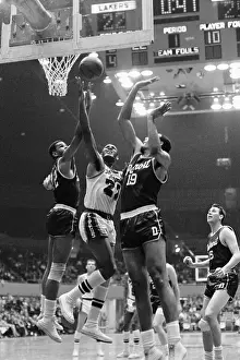 Elgin Baylor Grabs Rebound From Detroit Pistons