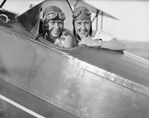 Bobbi Trout Prints: Elinor Smith and Bobbie Trout in an Airplane Cockpit