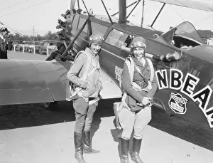 Elinor Smith and Bobbie Trout Posing Next to Their Plane
