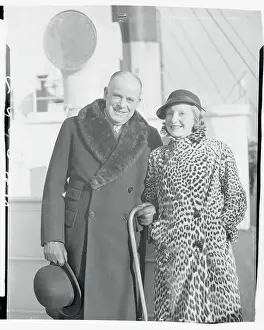 Charles B Prints: Elisabeth Bergner and Charles B. Cochran Posing on Ship Deck