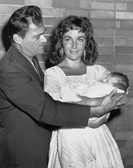 Newborn Prints: Elizabeth Taylor and Mike Todd Bringing Daughter Home from Hospital