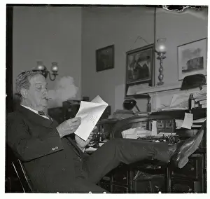 Ellison D Prints: Ellison Smith at Desk Smoking Cigar