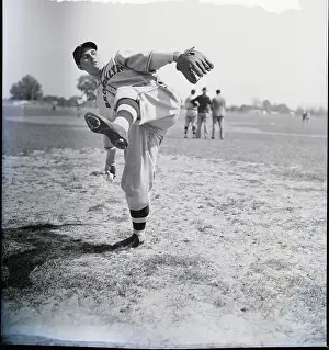 Pitching Prints: Emil Leonard Pitching At Training Camp