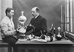 Chemistry Prints: Emil Von Behring In Lab W/Assistant