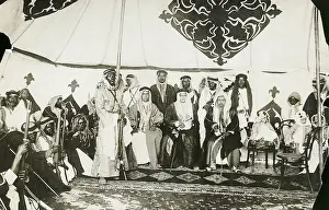 Saudi Arabia Prints: Emir Faisal with Warriors in His Tent