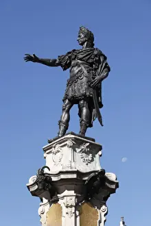 Fountain Prints: Emperor Augustus, Augustusbrunnen fountain on the town hall square