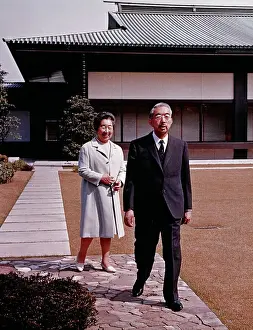 Emperor Hirohito and Empress Nagako Stopping for Photograph