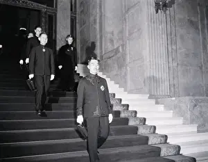 Emperor Hirohito Leaving Building