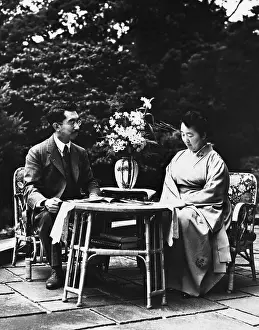 Hirohito Prints: Emperor And Mrs Hirohito Seated In Garde