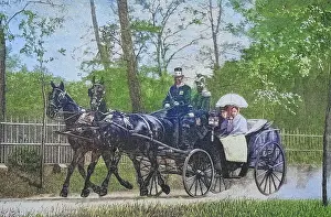 Gardens Prints: Emperor Wilhelm and the Grand Duchess of Baden in Babelsberg Park