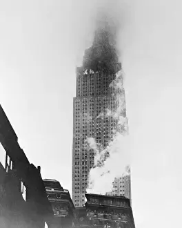 Empire State Building Enveloped in Smoke and Flames